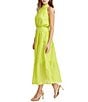 Color:Cyber Lime - Image 3 - Seersucker Halter Neck Sleeveless Tiered Midi Dress