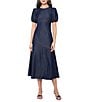 Adelyn Rae Short Puff Sleeve A Line Midi Dress - Image 1