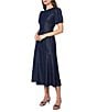 Adelyn Rae Short Puff Sleeve A Line Midi Dress - Image 3