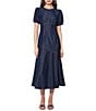 Adelyn Rae Short Puff Sleeve A Line Midi Dress - Image 4