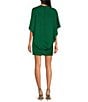 Color:Green - Image 2 - Stretch Surplice V-Neckline Cape Back Mini Sheath Dress