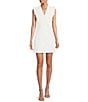 Color:White - Image 1 - Stretch V-Neck Short Flutter Sleeve Blazer Dress