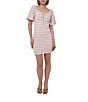 Adelyn Rae Textured Knit Scoop Neck Short Sleeve Front Tie Bodycon Mini Dress, Color:Pink - Image 1
