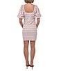 Adelyn Rae Textured Knit Scoop Neck Short Sleeve Front Tie Bodycon Mini Dress, Color:Pink - Image 2