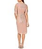 Color:Rose Gold - Image 2 - Adrianna by Adrianna Papell Beaded Mesh V-Neck Dolman Sleeve Faux Wrap Dress