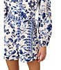 Adrianna Papell Adrianna by Adrianna Papell Cotton Floral Print V-Neck Long Sleeve Front Waist Tie Romper, Color:White/Blue - Image 4