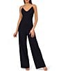 Color:Twilight - Image 1 - Adrianna by Adrianna Papell Crepe Cowl Neck Sleeveless Pearl Strap Straight Leg Jumpsuit