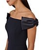 Color:Twilight - Image 3 - Adrianna by Adrianna Papell Crepe Off-the-Shoulder Bow Sleeve Side Slit Gown