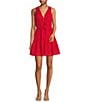 Color:Red - Image 1 - Adrianna by Adrianna Papell Eyelet V-Neckline Sleeveless Dress