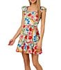 Adrianna Papell Adrianna by Adrianna Papell Floral Print Square Neck Sleeveless A-Line Mini Dress, Color:Ivory Multi - Image 1