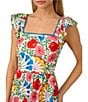 Adrianna Papell Adrianna by Adrianna Papell Floral Print Square Neck Sleeveless A-Line Mini Dress, Color:Ivory Multi - Image 3