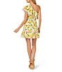 Adrianna Papell Adrianna by Adrianna Papell Lemon Fruit Print One-Shoulder Neck Sleeveless A-Line Mini Dress, Color:White Multi - Image 2