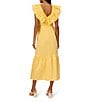 Adrianna Papell Adrianna by Adrianna Papell Ruffle V-Neck Smocked Waist Sleeveless Midi Dress, Color:Warm Sun - Image 2