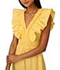 Adrianna Papell Adrianna by Adrianna Papell Ruffle V-Neck Smocked Waist Sleeveless Midi Dress, Color:Warm Sun - Image 4