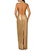 Adrianna Papell Adrianna by Adrianna Papell Sequin Cowl Neck Sleeveless Open Back Column Gown, Color:Gold - Image 2