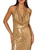 Adrianna Papell Adrianna by Adrianna Papell Sequin Cowl Neck Sleeveless Open Back Column Gown, Color:Gold - Image 3