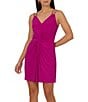 Color:Hot Magenta - Image 1 - Adrianna by Adrianna Papell Shirred Stretch Jersey V-Neck Double Strap Sleeveless Dress
