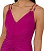 Color:Hot Magenta - Image 3 - Adrianna by Adrianna Papell Shirred Stretch Jersey V-Neck Double Strap Sleeveless Dress