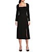 Color:Black - Image 1 - Adrianna by Adrianna Papell Square Neck Long Sleeve Midi Dress