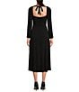 Color:Black - Image 2 - Adrianna by Adrianna Papell Square Neck Long Sleeve Midi Dress