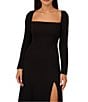 Color:Black - Image 6 - Adrianna by Adrianna Papell Square Neck Long Sleeve Midi Dress