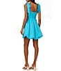 Color:Azure Blue - Image 4 - Adrianna by Adrianna Papell Square Neck Sleeveless Tie Shoulder Bubble Hem Mini Dress