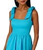 Color:Azure Blue - Image 5 - Adrianna by Adrianna Papell Square Neck Sleeveless Tie Shoulder Bubble Hem Mini Dress