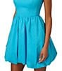 Color:Azure Blue - Image 6 - Adrianna by Adrianna Papell Square Neck Sleeveless Tie Shoulder Bubble Hem Mini Dress