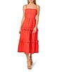 Adrianna Papell Adrianna by Adrianna Papell Square Neck Sleeveless Tiered A-Line Midi Dress, Color:Sorbet - Image 1