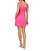 Color:Magenta - Image 2 - Adrianna by Adrianna Papell Stretch Cotton Square Neck Sleeveless Bow Front Mini Dress
