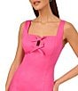 Color:Magenta - Image 3 - Adrianna by Adrianna Papell Stretch Cotton Square Neck Sleeveless Bow Front Mini Dress