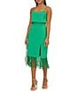 Color:Summer Green - Image 1 - Adrianna by Adrianna Papell Stretch Crepe Scoop Neck Sleeveless Fringe Trim Dress