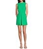 Color:Floral Green - Image 1 - Adrianna by Adrianna Papell Stretch Mock Neck Sleeveless Slit Detail Romper