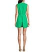 Color:Floral Green - Image 2 - Adrianna by Adrianna Papell Stretch Mock Neck Sleeveless Slit Detail Romper