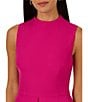 Adrianna Papell Adrianna by Adrianna Papell Stretch Mock Neck Sleeveless Slit Detail Romper, Color:Cosmo Pink - Image 3
