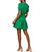 Color:Green - Image 2 - Adrianna by Adrianna Papell Stretch Surplice V-Neck Short Puff Sleeve Dress
