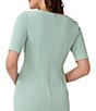Color:Icy Sage - Image 4 - Stretch Surplice V-Neck Short Sleeve Long Draped Front Slit Gown