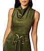 Adrianna Papell Suede Cowl Neck Sleeveless Belted Mini Shift Dress - Image 4