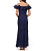Color:Light Navy - Image 2 - 3D Floral Off-the-Shoulder Ruffle Mermaid Gown