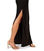 Adrianna Papell Asymmetrical Neck Sleeveless Floral Beading Side Ruched Jersey Column Gown, Color:Black Multi - Image 4