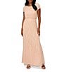 Color:Champagne Sand - Image 1 - Beaded Crew Neck Short Sleeve Blouson Gown