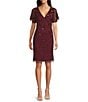 Adrianna Papell Beaded Flutter Sleeve Mesh Dress, Color:Mahogany - Image 1