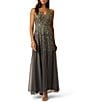 Adrianna Papell Beaded Halter Long Dress - Image 1