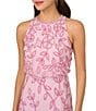Color:Pink Lace - Image 3 - Beaded Halter Neckline Sleeveless Blouson Gown