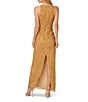 Adrianna Papell Beaded Mesh Halter Sleeveless Column Gown, Color:Golden Ray - Image 2
