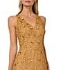Adrianna Papell Beaded Mesh Halter Sleeveless Column Gown, Color:Golden Ray - Image 3