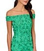 Color:Floral Green - Image 3 - Beaded Mesh Off The Shoulder Dress