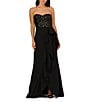 Adrianna Papell Beaded Mesh Sweetheart Strapless Ruffle Gown, Color:Black - Image 1