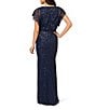 Adrianna Papell Beaded Sequin Mesh Floral Mermaid Boat Neck Short Dolman Sleeve Gown, Color:Midnight Multi - Image 2