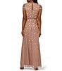 Color:Stone - Image 2 - Beaded Short Sleeve Round Neck Blouson Gown